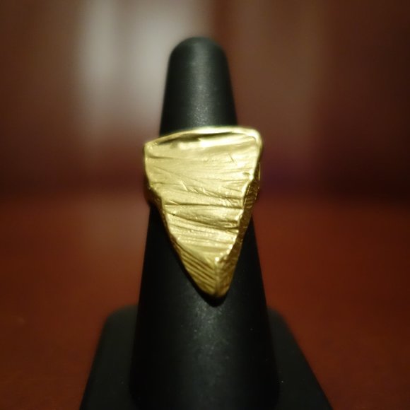 Nettie Kent Slice of Sand ring $154 in textured gold finished brass size 6 w box - Picture 1 of 8
